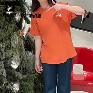 舒适百搭针织短袖 T恤F51U619103FOR 简约时尚 FILA斐乐橙色男女经典