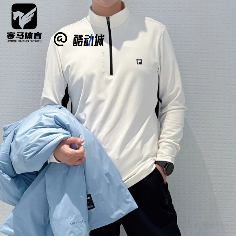 斐乐鹭白色休闲健身运动长袖T恤