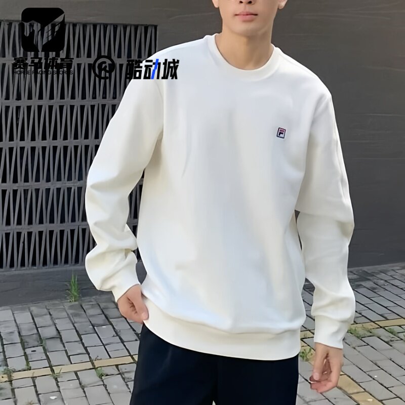 斐乐云菇白简约运动圆领套头卫衣