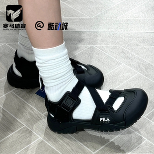 FILA斐乐奶霜凉鞋黑色女子时尚百搭沙滩鞋运动凉鞋F12W522406FBK