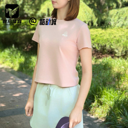 斐乐女子玫瑰奶冻花花短版T恤