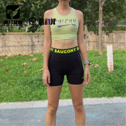 Saucony索康尼 黑色女子高腰健身训练运动短裤SC1249013A-BK01