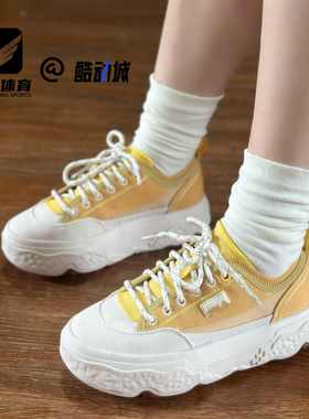 FILA斐乐ROCK 岩石鞋金杏黄女子舒适厚底休闲帆布鞋F12W421301FGJ