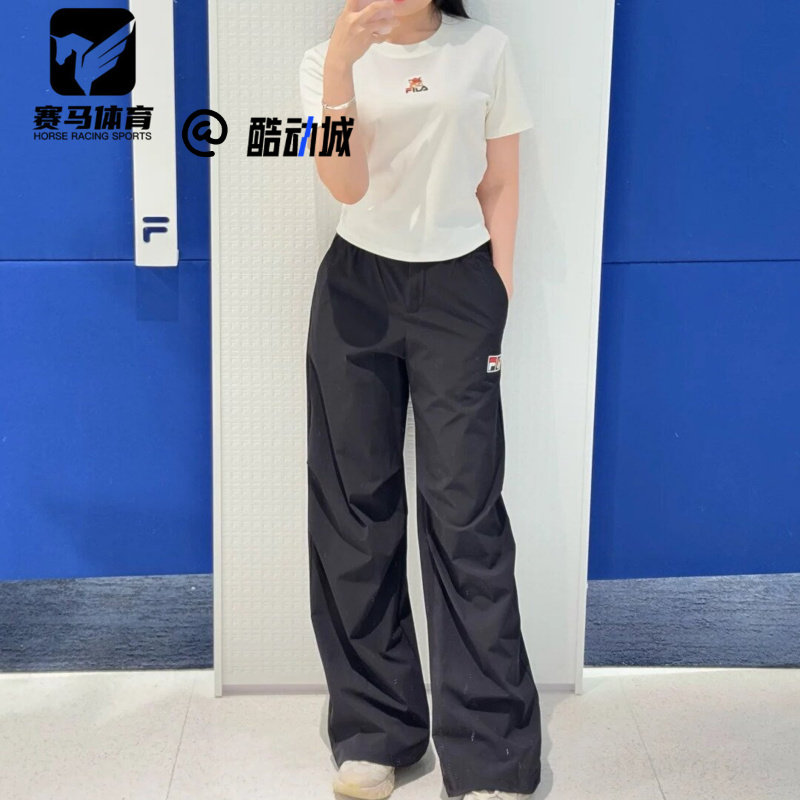 FILA斐乐传奇蓝女子时尚简约舒适休闲宽松阔腿裤F11W529803F-NV