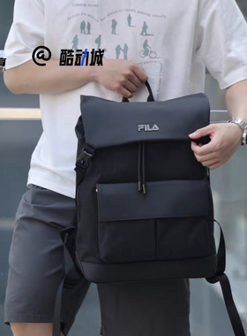 FILA斐乐黑色男子时尚大容量双肩包通勤电脑包书包F13M528108FBK