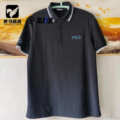 斐乐传奇蓝休闲印花短袖POLO衫
