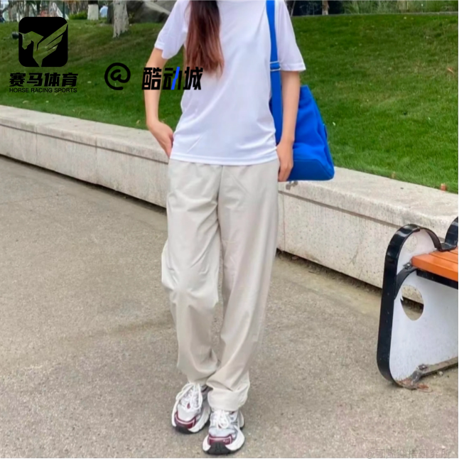KOLON SPORT可隆 SS25浅米色女子舒适中腰直筒休闲长裤JKPNM24272