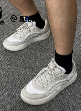 FILA斐乐飞虹鞋白灰男子舒适百搭板鞋运动鞋休闲鞋F12M532220FWA