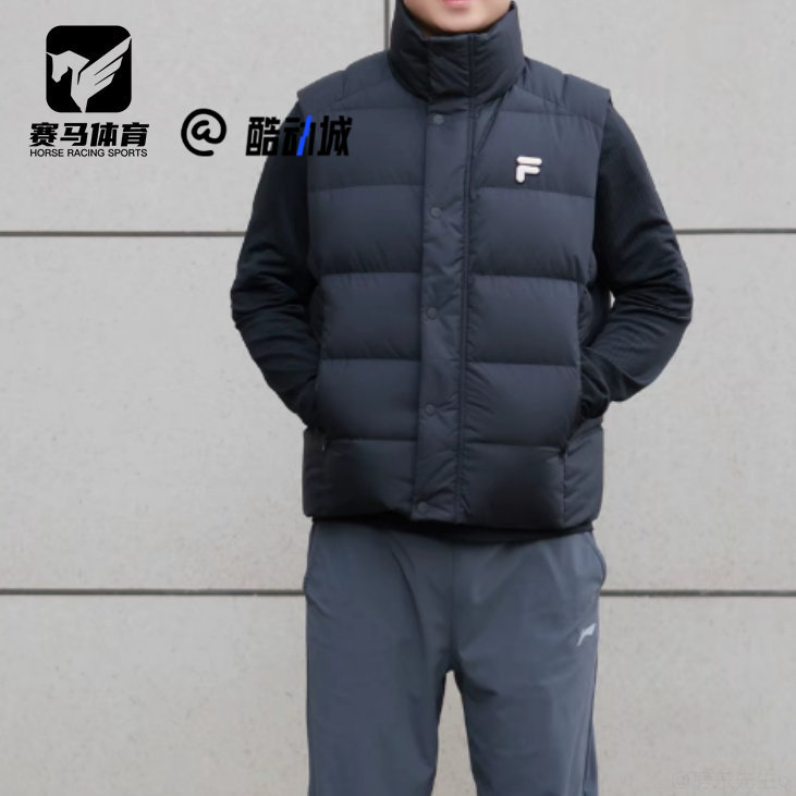 斐乐FOB正黑色时尚宽松羽绒马甲