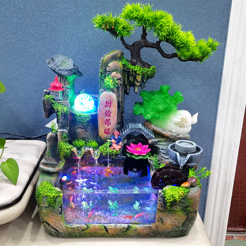 创意假山鱼缸客厅小型生态鱼缸