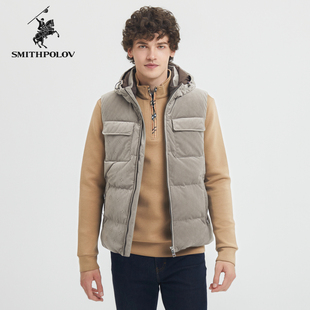 SMITHPOLOV斯密特保罗羽绒服休闲马甲冬新款宽松纯色潮流外套