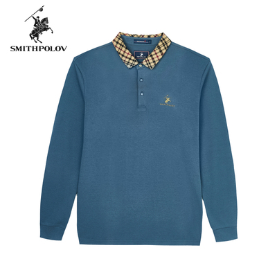 【绵羊毛】SMITHPOLOV斯密特保罗秋新款长袖t恤男时尚翻领polo衫