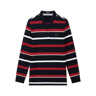 SMITHPOLOV斯密特保罗条纹polo衫男长袖秋季休闲翻领t恤上衣