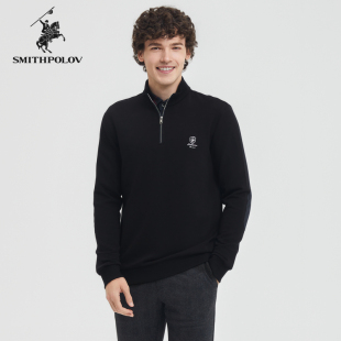 男士 SMITHPOLOV斯密特保罗2024秋季 针织衫 长袖 休闲半拉链卫衣 新款