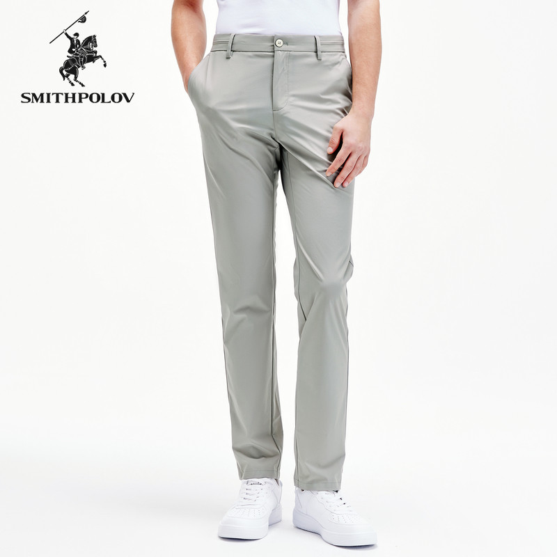 SMITHPOLOV斯密特保罗男装春夏新品男商务舒适休闲裤直筒宽松长裤