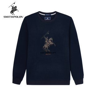 SMITHPOLOV斯密特保罗男士圆领卫衣秋季新款时尚休闲百搭上衣男