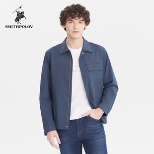 SMITHPOLOV斯密特保罗男士翻领行政夹克衫春季商务肌理感长袖外套