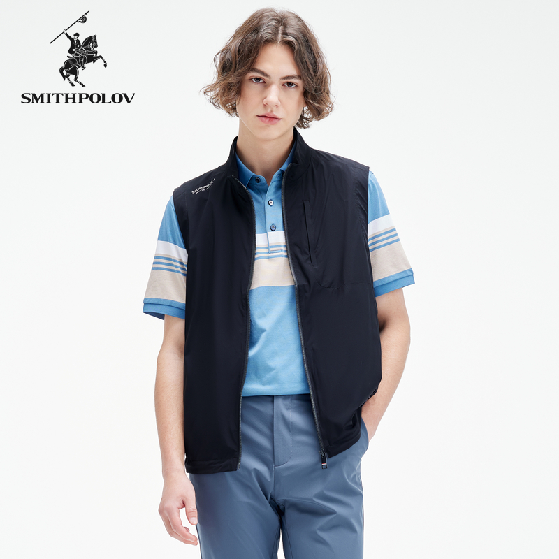 SMITHPOLOV斯密特保罗男装马甲春夏运动休闲弹力坎肩背心男