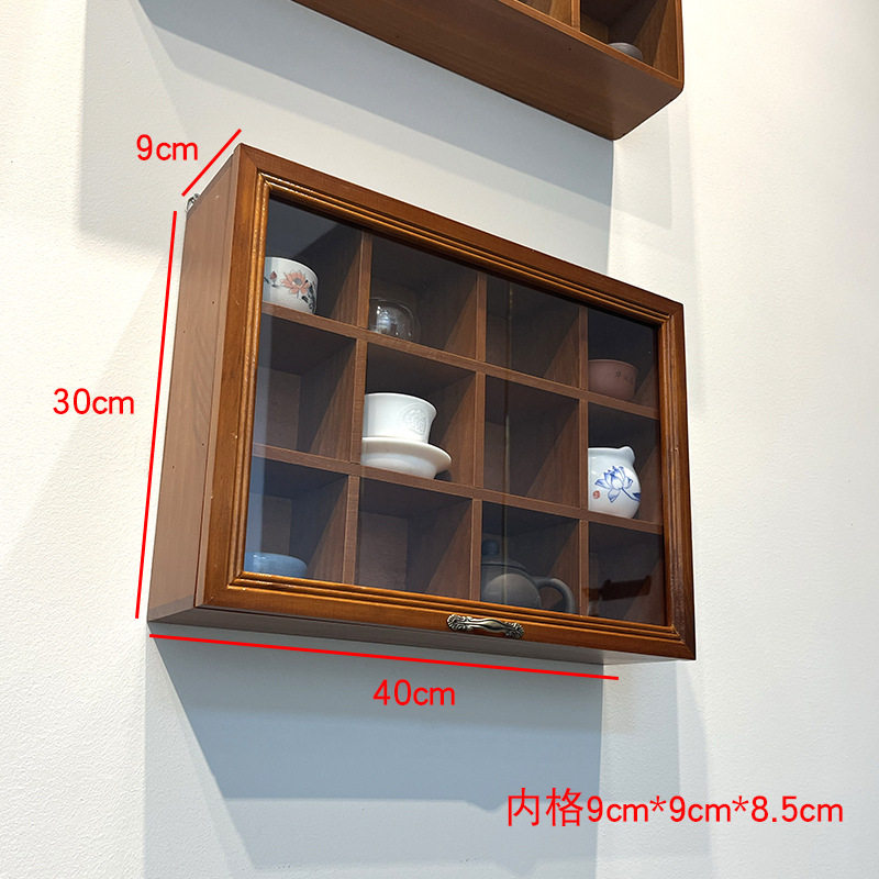 挂墙桌面收纳盒木质复古梳妆台香水化妆品置物架书桌桌上杯子实木