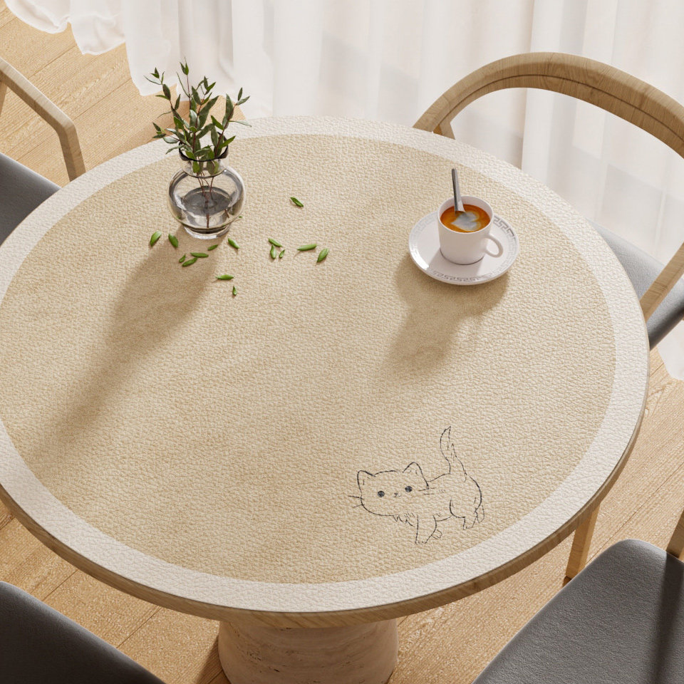 皮革圆桌布圆桌桌垫侘寂风防水防油免洗茶几桌面保护垫圆形餐桌垫,居家布艺,桌布,淘宝优惠券,粉丝福利购,淘宝优惠卷