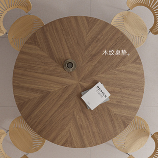 仿木纹皮革圆桌垫圆桌桌布防水防油免洗圆形茶几餐桌垫桌面保护垫