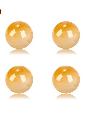 【大孔径】7A级天然老黄玉龙玉珠子散珠diy配金饰转运珠手串手链