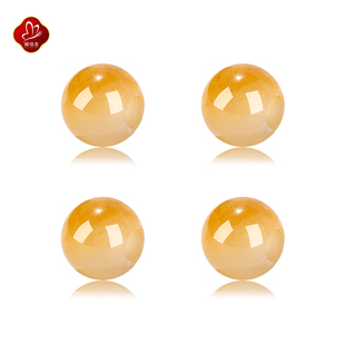 【大孔径】7A级天然老黄玉龙玉珠子散珠diy配金饰转运珠手串手链