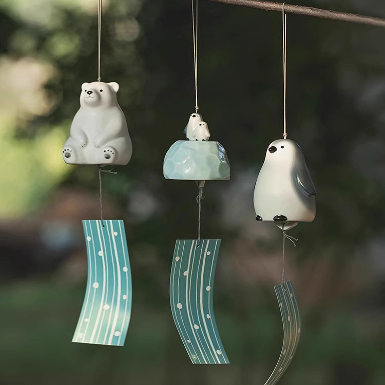药师窑可爱动物陶瓷日式风铃挂件
