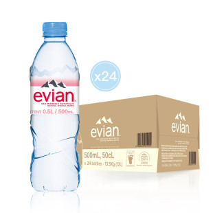 [法国进口矿泉水]evian依云天然矿泉水500ml*24瓶整箱弱碱性水