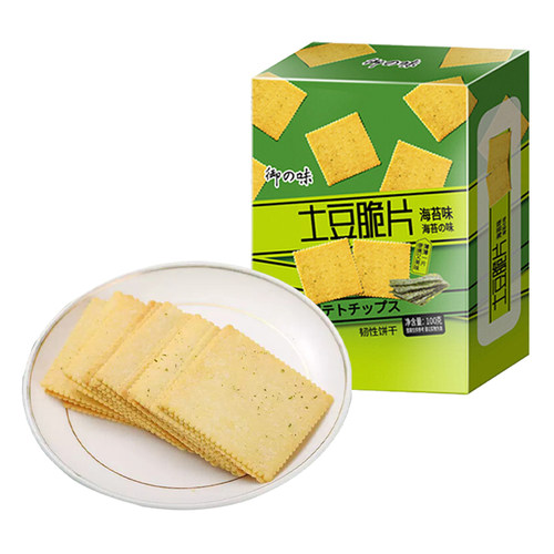 御之味土豆脆片海苔味解馋小吃薄脆饼干100g休闲办公室零食