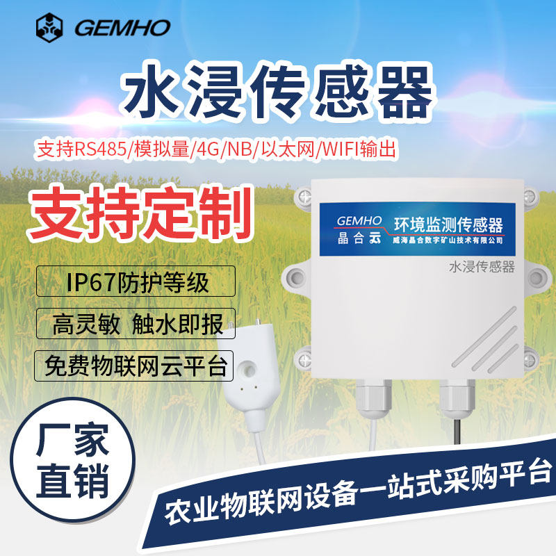 水浸传感器有线无线远程智能漏水地下室溢水报警器水浸监测