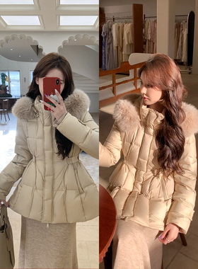 SHAOER【莫斯科冬】高级感连帽毛领气质收腰显瘦羽绒服S725R20295