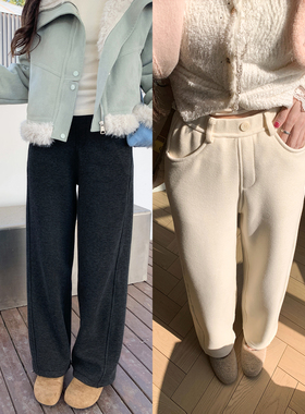 SHAOER【满分松驰】秋冬高腰休闲垂感显瘦加绒阔腿裤 S725X21429