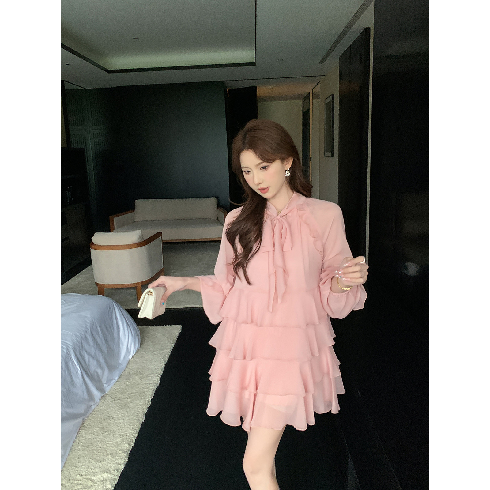 SHAOER【偶然】春秋新款甜美小个子蝴蝶结连衣裙S726Q04067