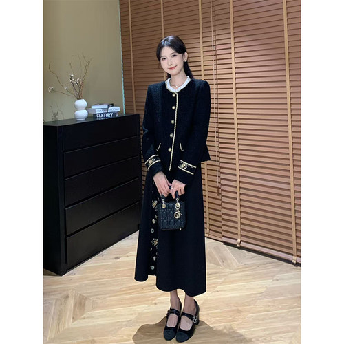 SHAOER【月落星河】秋冬法式小香风外套半裙套装女 S725A16338