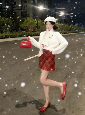 SHAOER【歆心格】韩系显瘦百搭时尚高腰格纹半身裙S725G16422