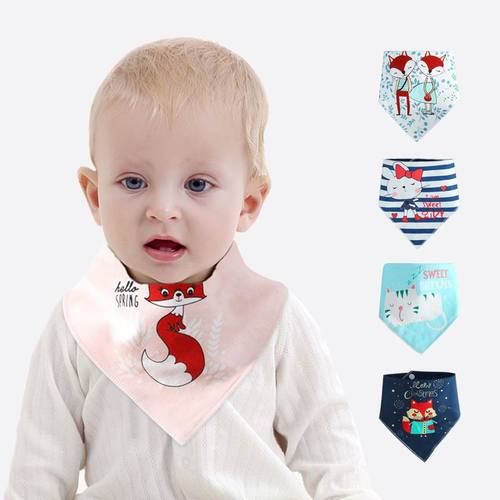 婴儿口水巾男女宝宝三角巾纯棉防水围兜新生儿超柔双按扣围嘴围巾