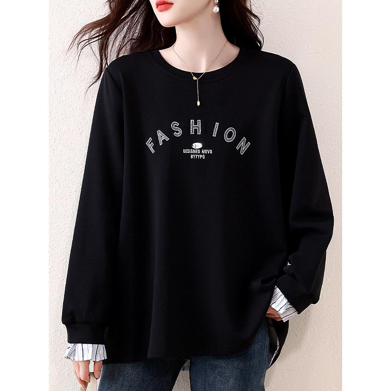 ROUMIKL高端山东即墨卫衣女秋冬青岛洋气中长款休闲假两件刺绣打