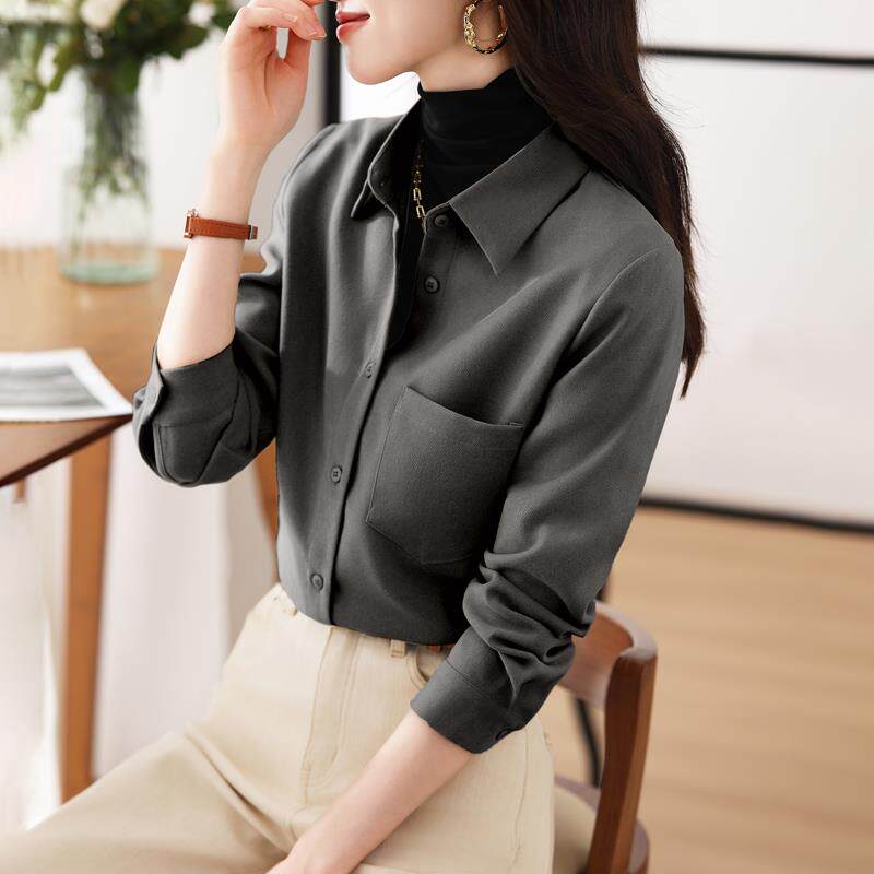 ROUMIKL高端加厚磨毛衬衫女秋冬品牌全内搭广州十三行长袖叠穿上