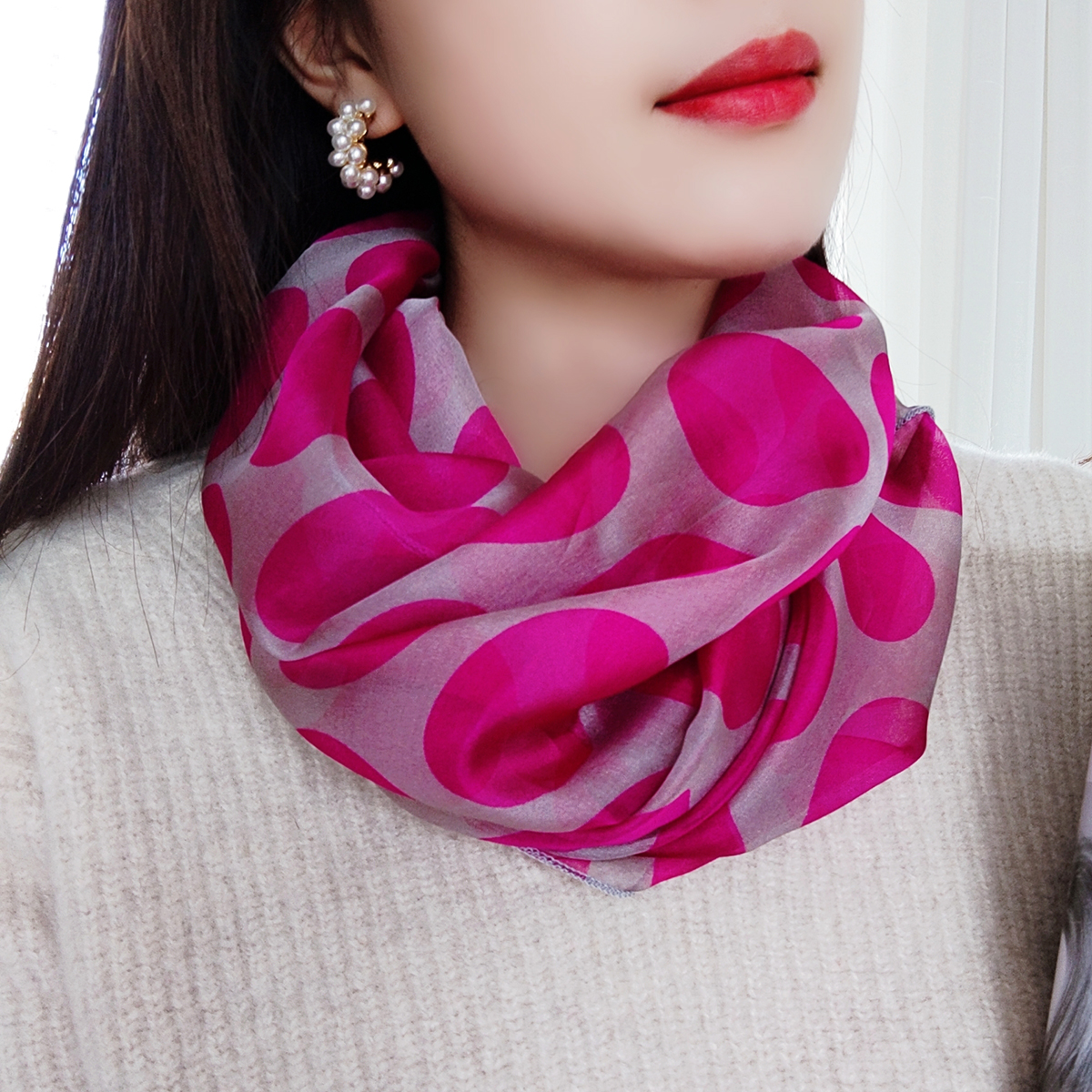 超好看！套着用！脖套围脖桑蚕丝