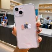 卡通兔子小熊适用苹果Xsmax手机壳iPhone13promax全包透明6splus软xR防摔女12pro小米15保护套7 se3直边硅胶9