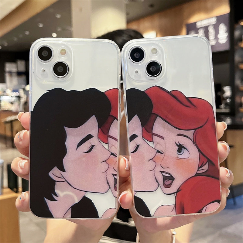 ins情侣美人鱼小王子情侣适用iPhone14promax手机壳苹果13软壳12硅胶15透明XS全包镜头8plus可爱7男女16防摔6