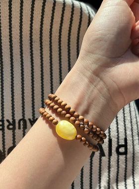 男女檀香原创设计搭配天然蜜蜡