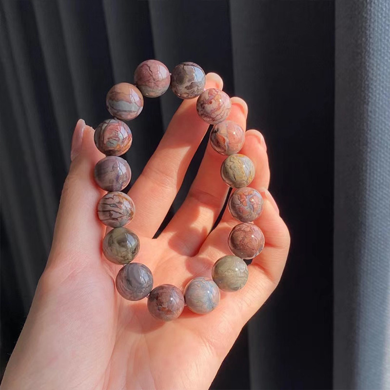 天然阿拉善彩玛瑙彩玉爆裂纹手链女火焰纹手串水晶饰品男女礼物