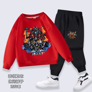 马桶人电视人上衣男童秋装 春秋款 儿童卫衣套装 泰坦监控人衣服长袖