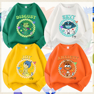 新款百搭休闲上衣春秋季男女童圆领打底衫卡通动漫头脑特工队卫衣