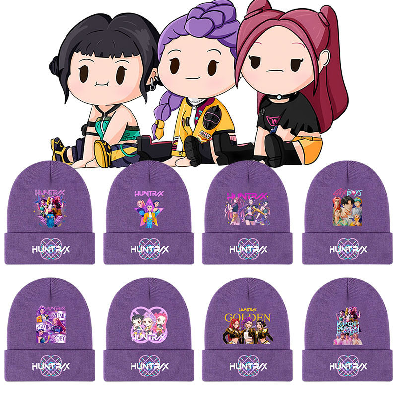 K-Pop猎魔女团卡通动漫周边男女儿童秋冬学生针织帽亲子堆堆帽新
