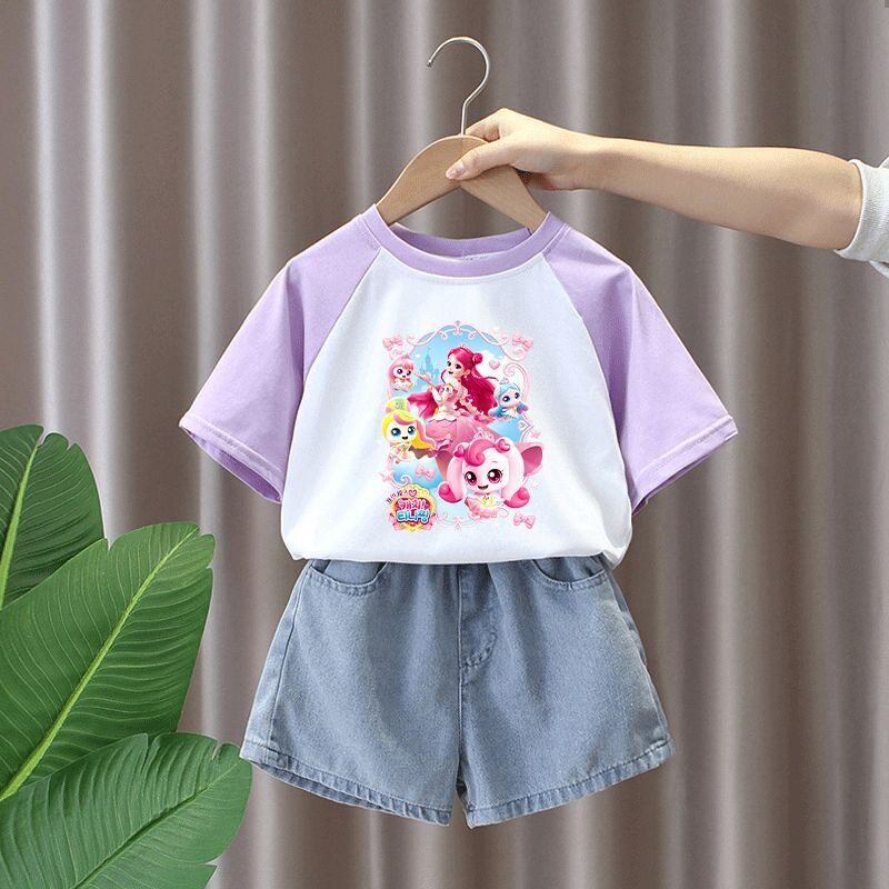 新款奇妙萌可女童短袖T恤短裤套