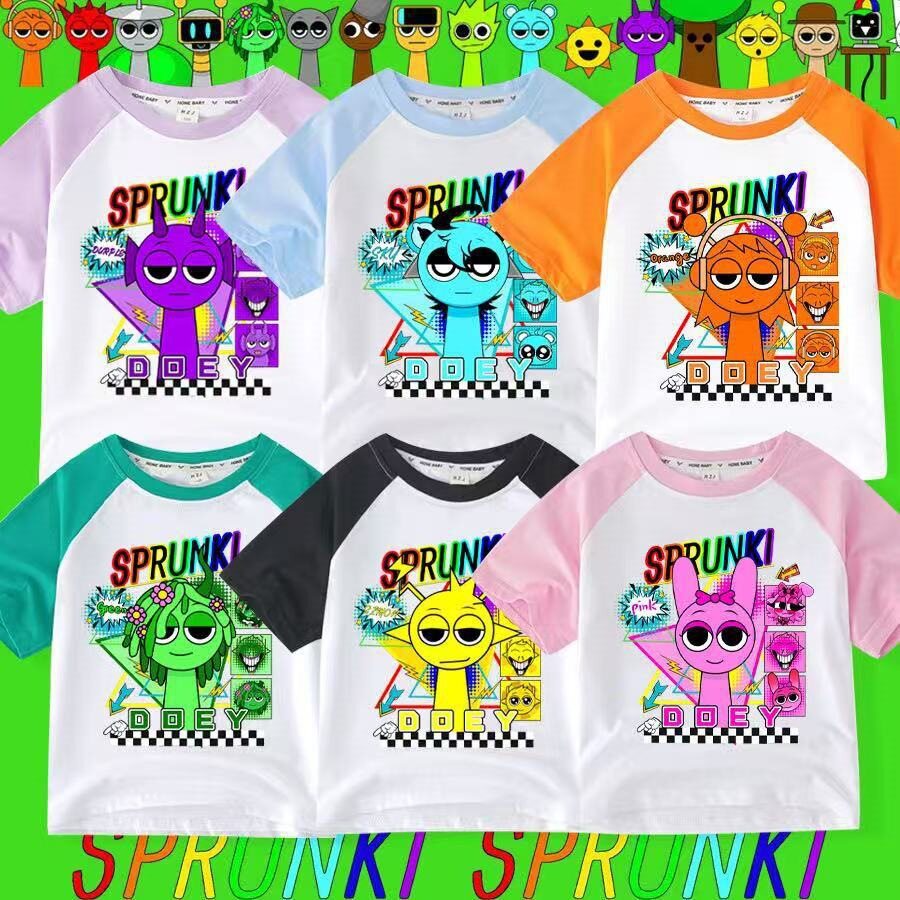 Sprunki节奏盒子短袖t恤男女孩衣