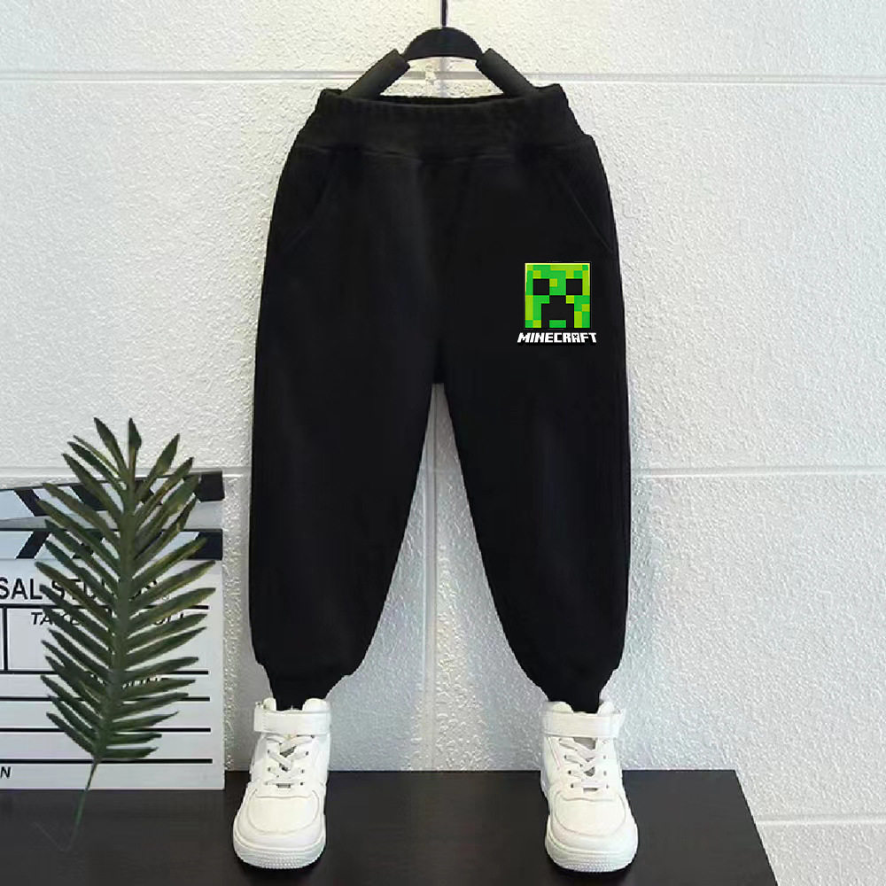 我的世界长裤男童秋冬季儿童Minecraft加绒卫裤休闲运动裤子
